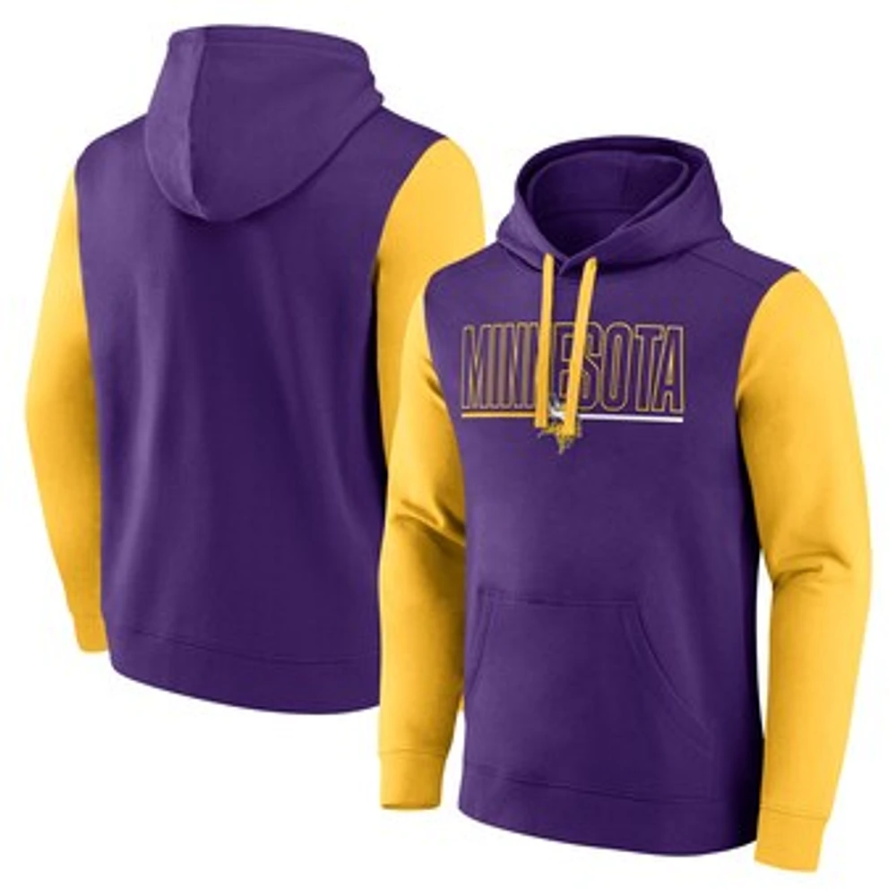 Men's Fanatics Purple/Gold Minnesota Vikings Outline Pullover Hoodie