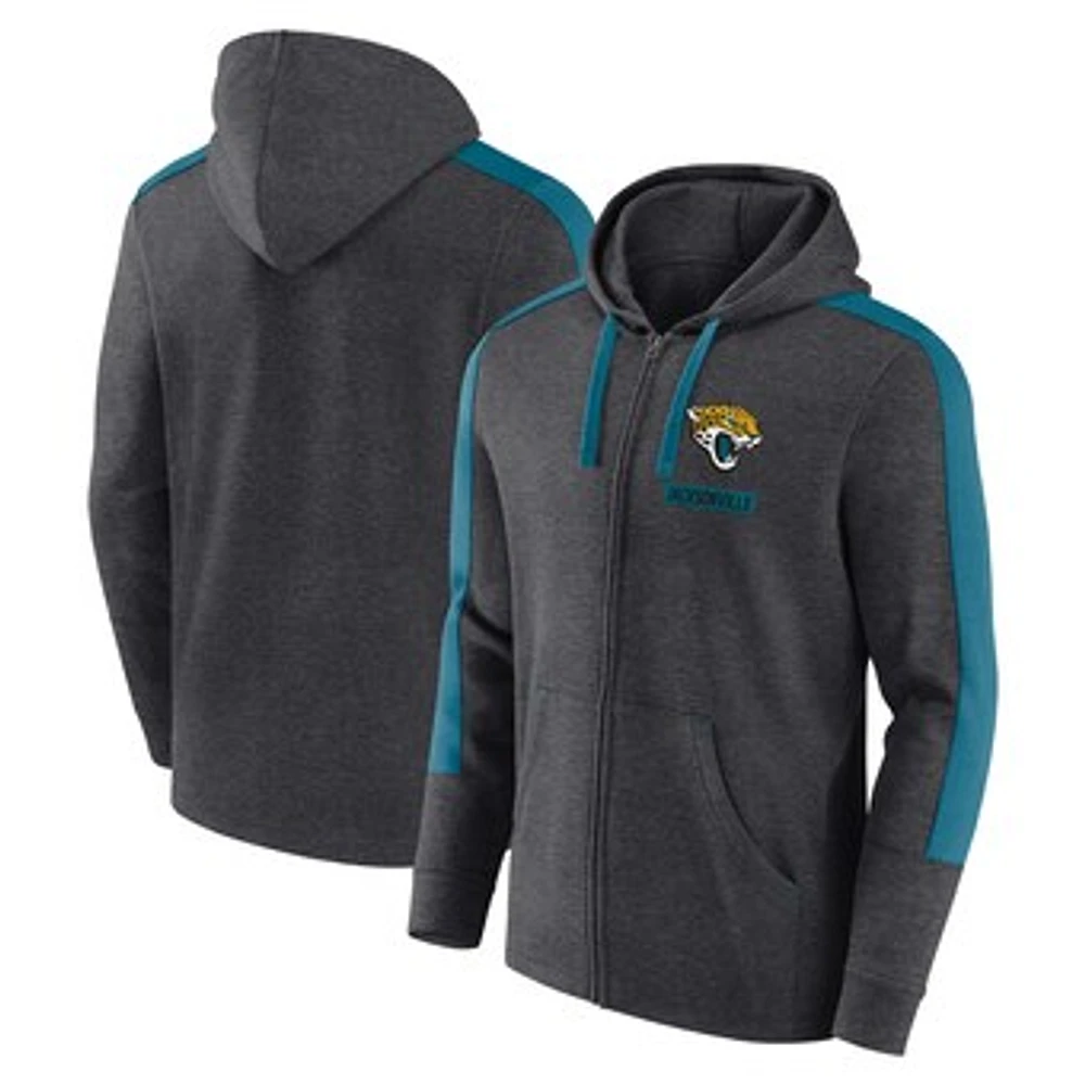 Men's Fanatics  Heather Charcoal Jacksonville Jaguars Gains Full-Zip Hoodie