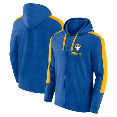 Men's Fanatics  Heather Royal Los Angeles Rams Gains Full-Zip Hoodie