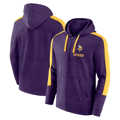 Men's Fanatics  Heather Purple Minnesota Vikings Gains Full-Zip Hoodie