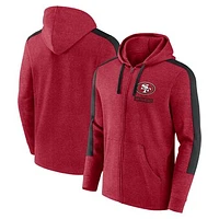 Men's Fanatics  Heather Scarlet San Francisco 49ers Gains Full-Zip Hoodie