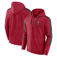 Men's Fanatics  Heather Red Tampa Bay Buccaneers Gains Full-Zip Hoodie