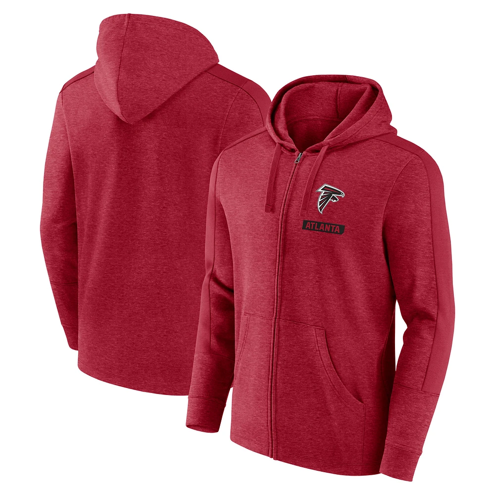 Men's Fanatics  Heather Red Atlanta Falcons Gains Full-Zip Hoodie