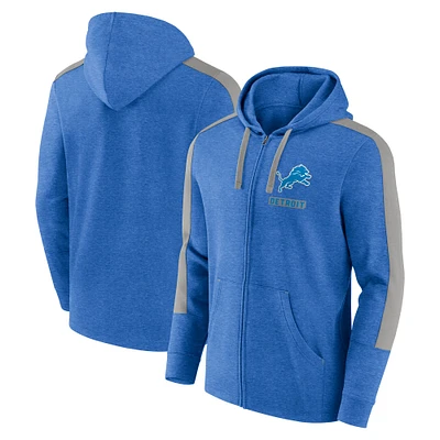 Men's Fanatics  Heather Blue Detroit Lions Gains Full-Zip Hoodie