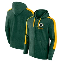 Men's Fanatics  Heather Green Bay Packers Gains Full-Zip Hoodie