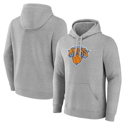 Men's Logo Athletic Heather Gray New York Knicks Deliver Performance Pullover Hoodie