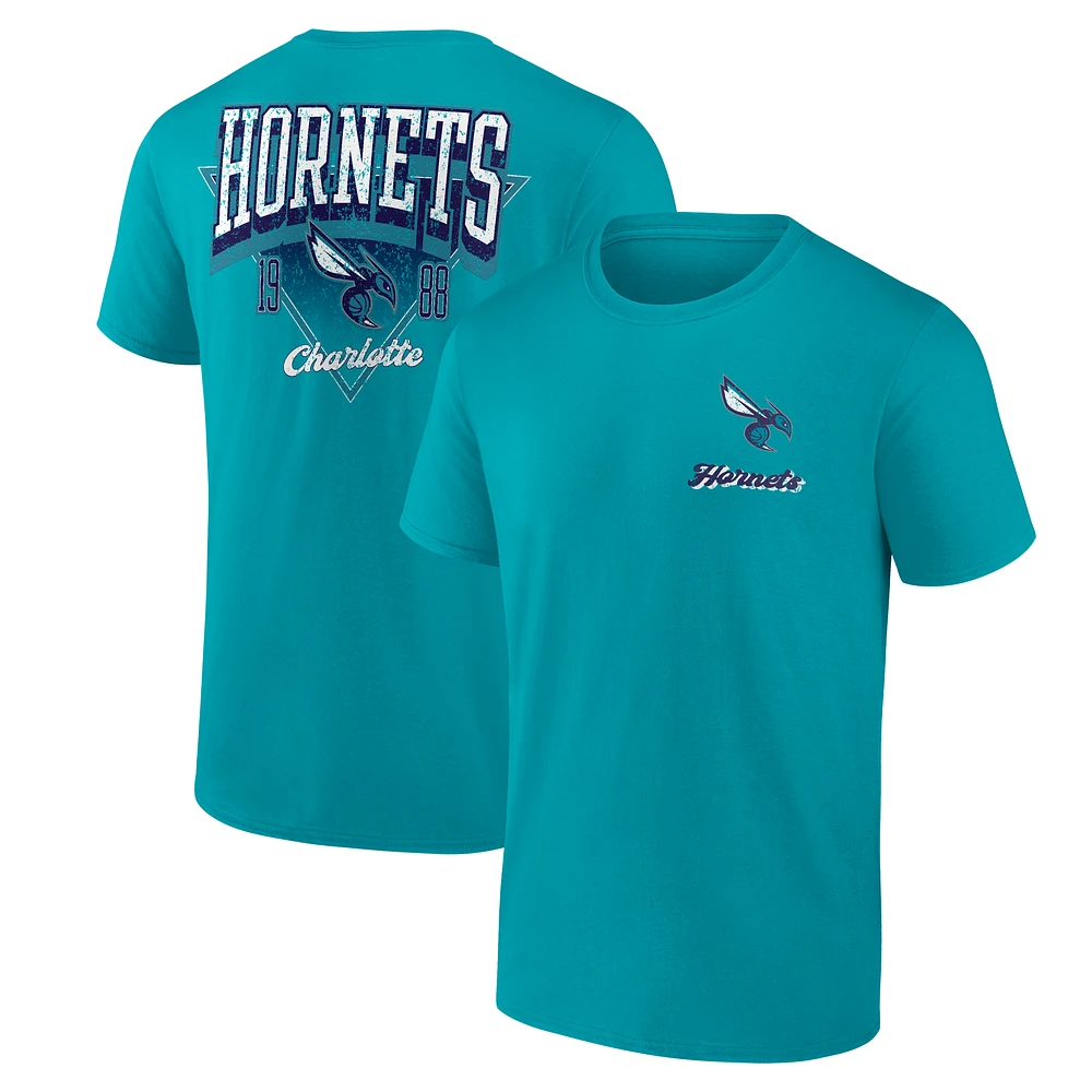 Men's Logo Athletic Teal Charlotte Hornets Never Over T-Shirt