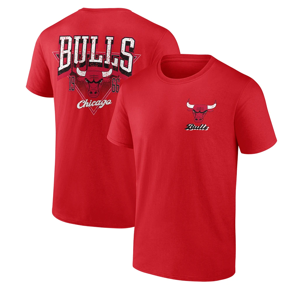 Men's Logo Athletic Red Chicago Bulls Never Over T-Shirt