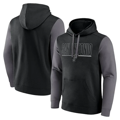 Men's Black San Antonio Spurs Outline Colorblock Pullover Hoodie