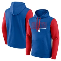 Men's Royal Philadelphia 76ers Outline Colorblock Pullover Hoodie