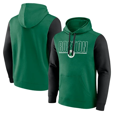 Men's Kelly Green Boston Celtics Outline Colorblock Pullover Hoodie