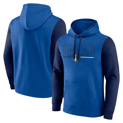 Men's Blue Dallas Mavericks Outline Colorblock Pullover Hoodie