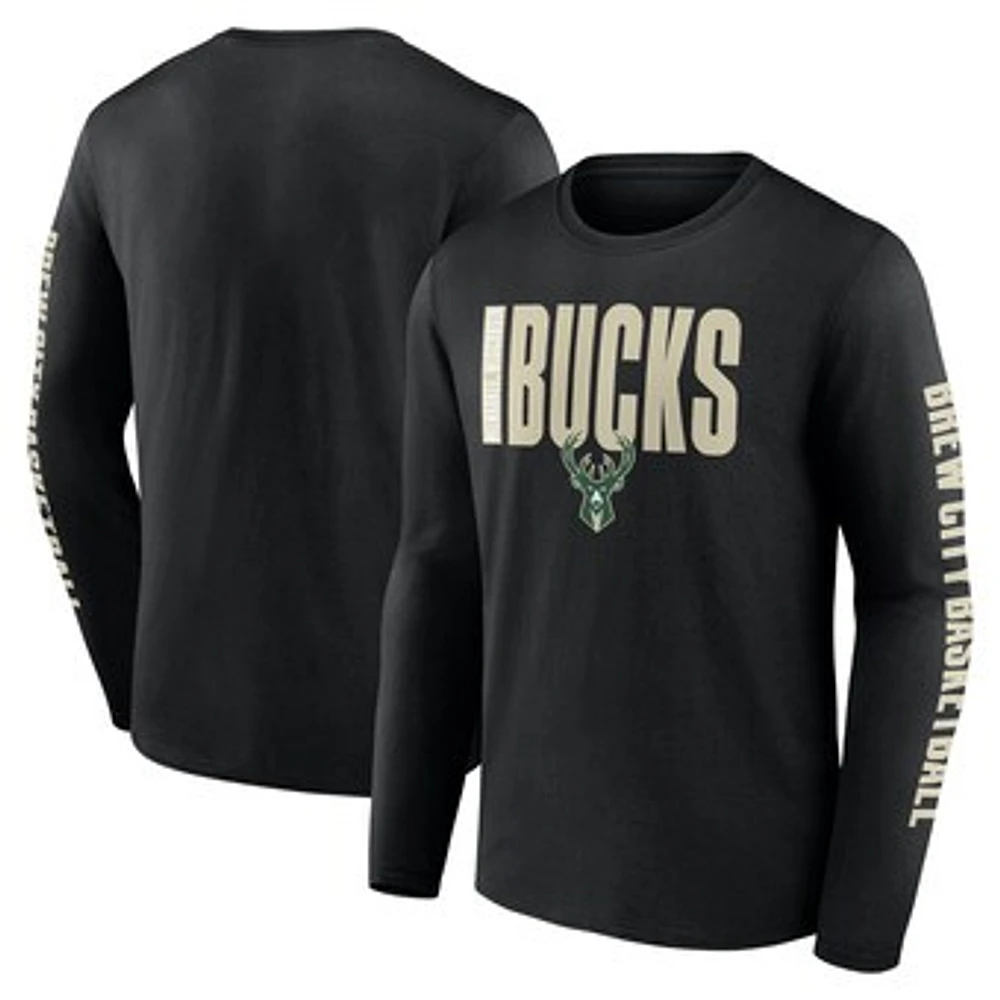 Men's Black Milwaukee Bucks Vision Long Sleeve T-Shirt