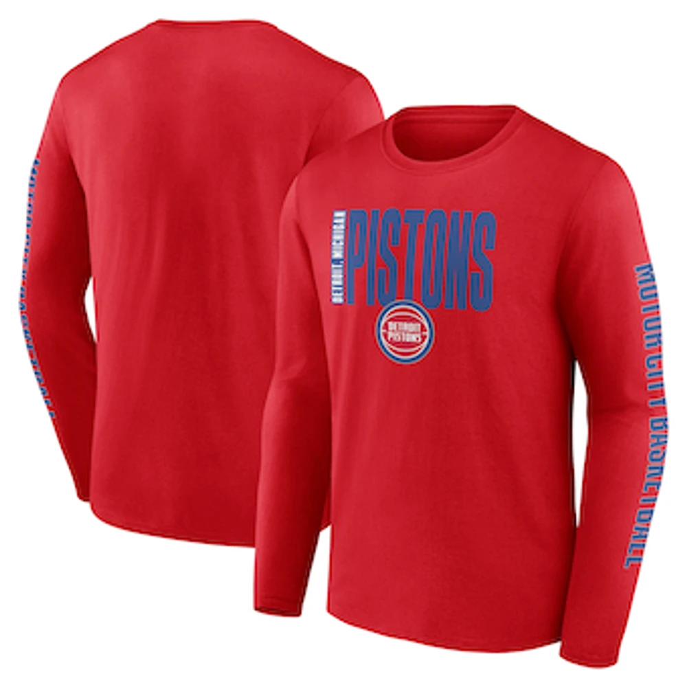 Men's Red Detroit Pistons Vision Long Sleeve T-Shirt