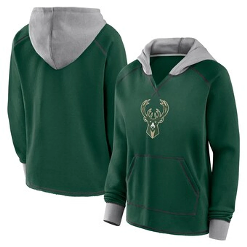 Women's Hunter Green Milwaukee Bucks Boom Pullover Hoodie