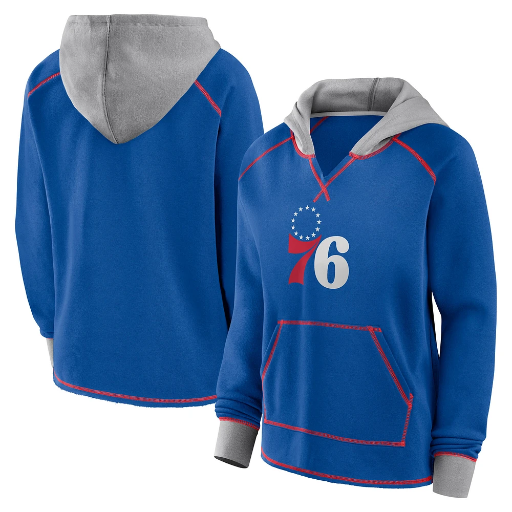 Women's Royal Philadelphia 76ers Boom Pullover Hoodie