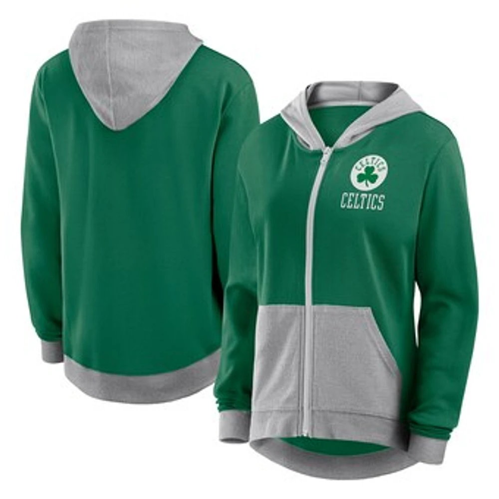 Women's Kelly Green Boston Celtics Hit It French Terry Full-Zip Hoodie