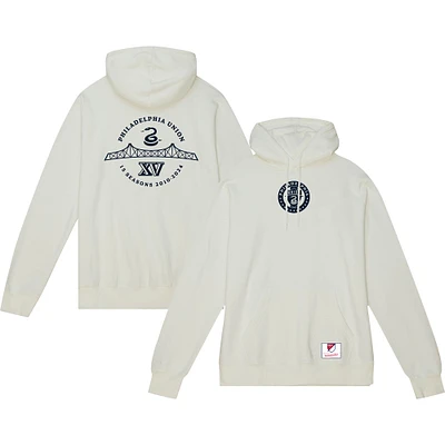 Men's Mitchell & Ness  Cream Philadelphia Union 15th Anniversary Crest Pullover Hoodie