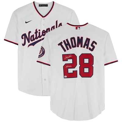 Lane Thomas Washington Nationals Autographed White Nike Replica Jersey with "Natitude" Inscription