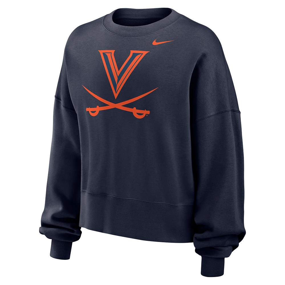 Women's Nike Navy Virginia Cavaliers Oversized Phoenix Fleece Pullover Sweatshirt