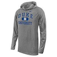 Youth Nike Gray Duke Blue Devils Stacked Logo Hoodie Long Sleeve T-Shirt