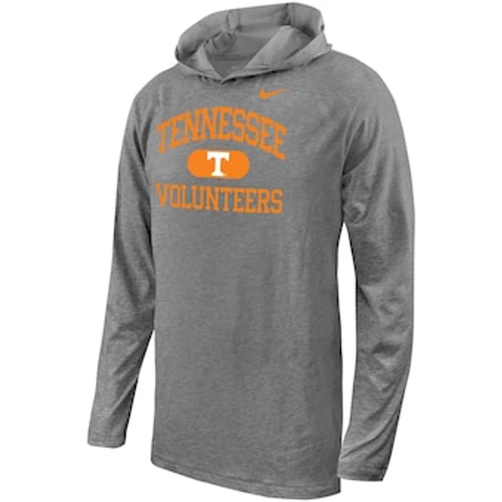 Youth Nike Gray Tennessee Volunteers Stacked Logo Hoodie Long Sleeve T-Shirt