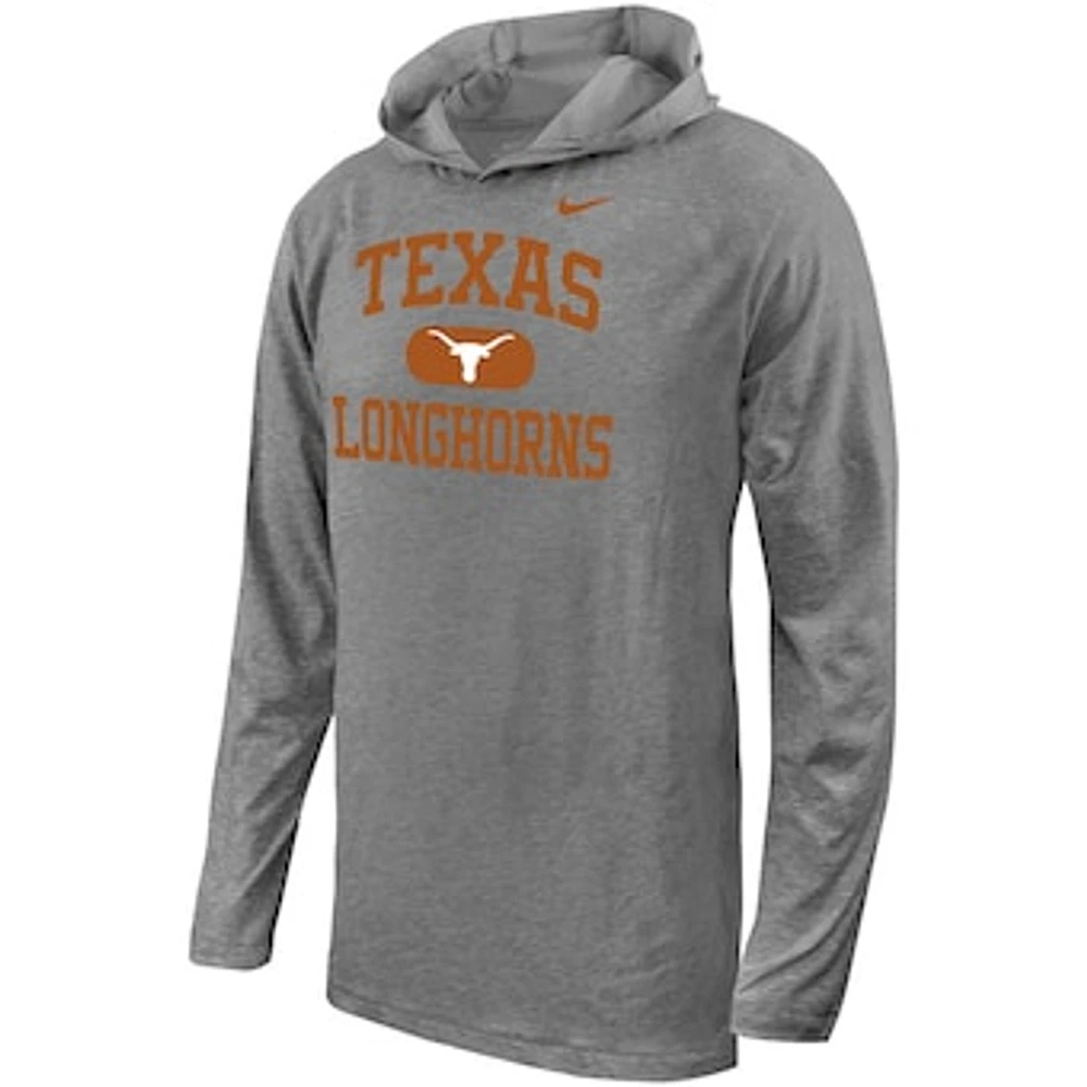 Youth Nike Gray Texas Longhorns Stacked Logo Hoodie Long Sleeve T-Shirt