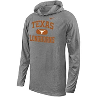 Youth Nike Gray Texas Longhorns Stacked Logo Hoodie Long Sleeve T-Shirt