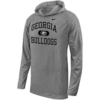 Youth Nike Gray Georgia Bulldogs Stacked Logo Hoodie Long Sleeve T-Shirt