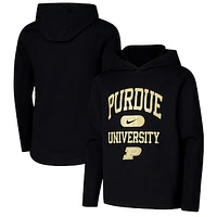 Youth Nike Black Purdue Boilermakers Stacked Logo Hoodie Long Sleeve T-Shirt