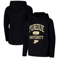 Youth Nike Black Purdue Boilermakers Stacked Logo Hoodie Long Sleeve T-Shirt