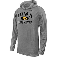 Youth Nike Gray Iowa Hawkeyes Stacked Logo Hoodie Long Sleeve T-Shirt