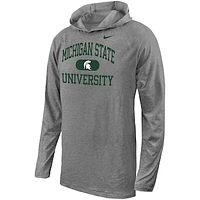 Youth Nike Gray Michigan State Spartans Stacked Logo Hoodie Long Sleeve T-Shirt