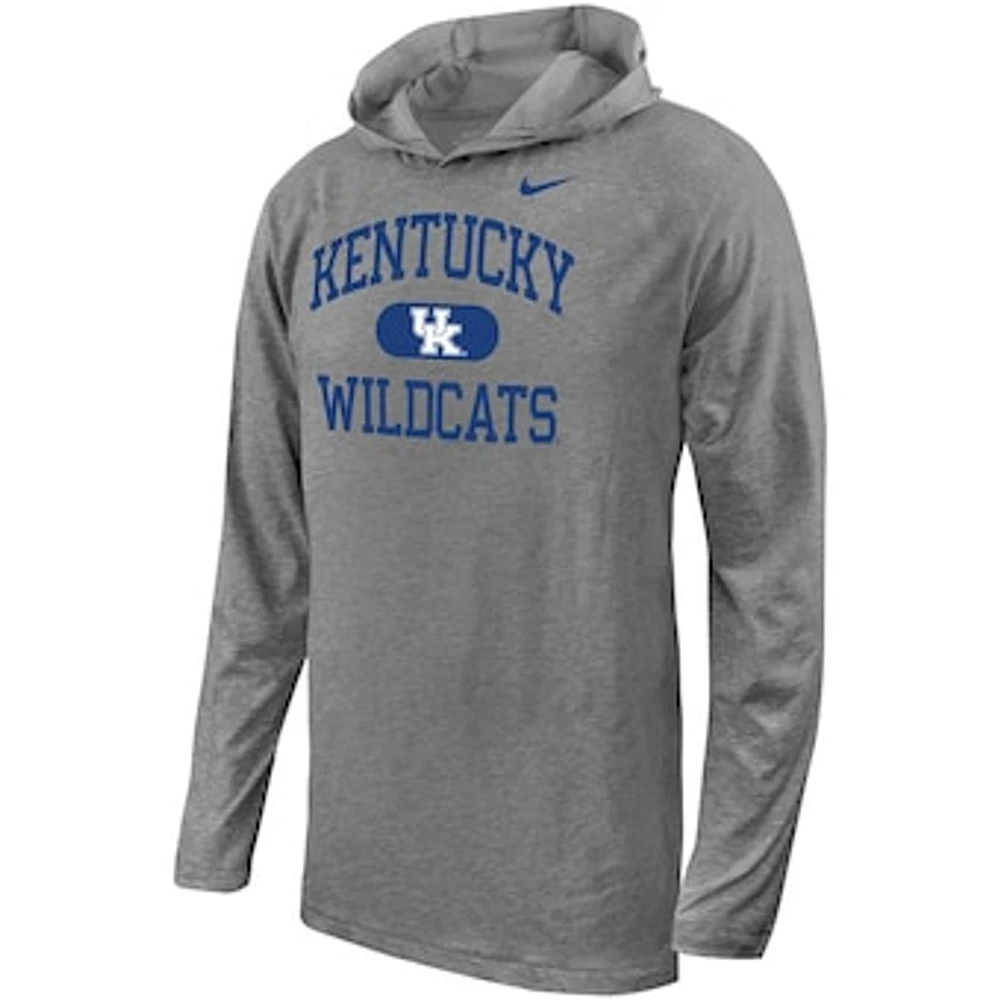 Youth Nike Gray Kentucky Wildcats Stacked Logo Hoodie Long Sleeve T-Shirt