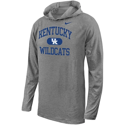 Youth Nike Gray Kentucky Wildcats Stacked Logo Hoodie Long Sleeve T-Shirt