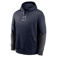 Youth Nike Navy Penn State Nittany Lions 2024 Sideline Club Fleece Color-Block Pullover Hoodie