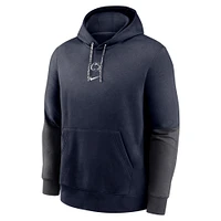 Youth Nike Navy Penn State Nittany Lions 2024 Sideline Club Fleece Color-Block Pullover Hoodie
