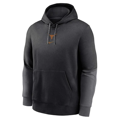 Youth Nike Black Texas Longhorns 2024 Sideline Club Fleece Color Block Pullover Hoodie