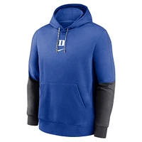 Youth Nike Royal Duke Blue Devils 2024 Sideline Club Fleece Color-Block Pullover Hoodie