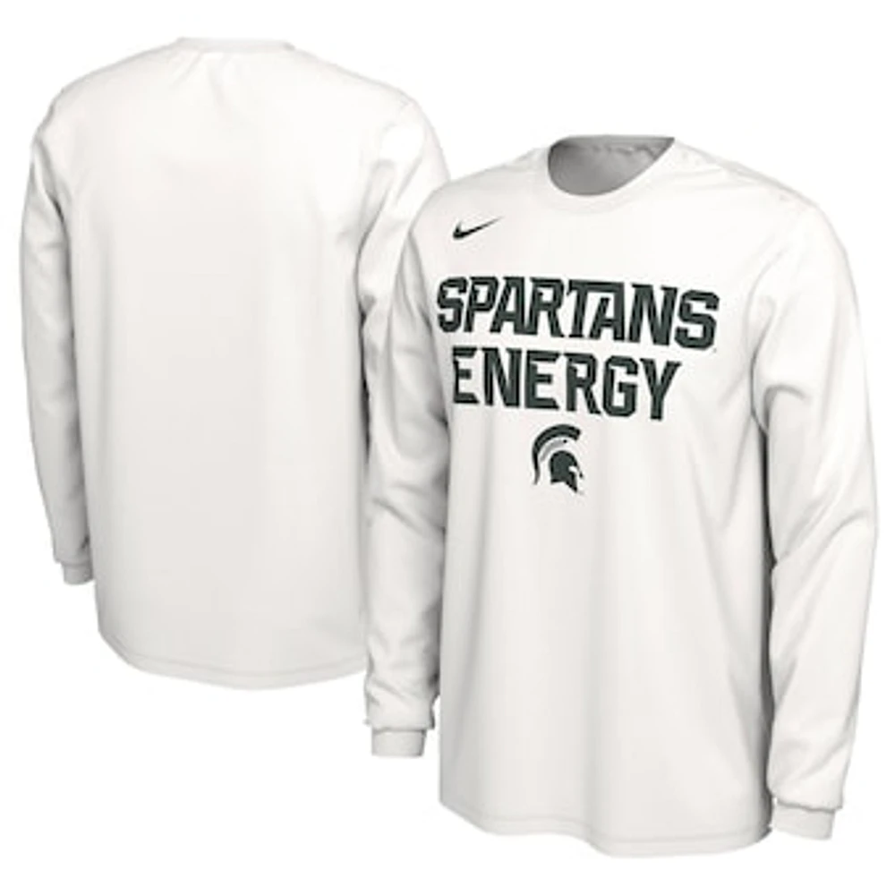 Unisex Nike  White Michigan State Spartans 2024 On-Court Bench Energy Long Sleeve T-Shirt