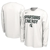 Unisex Nike  White Michigan State Spartans 2024 On-Court Bench Energy Long Sleeve T-Shirt