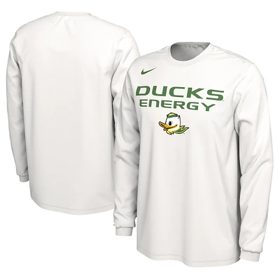 Unisex Nike  White Oregon Ducks 2024 On-Court Bench Energy Long Sleeve T-Shirt