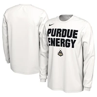 Unisex Nike  White Purdue Boilermakers 2024 On-Court Bench Energy Long Sleeve T-Shirt