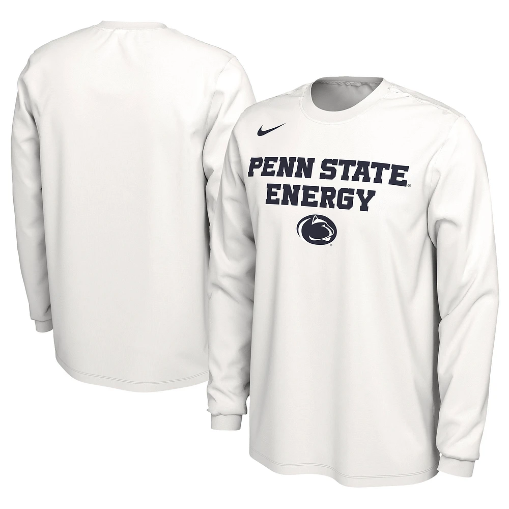 Unisex Nike  White Penn State Nittany Lions 2024 On-Court Bench Energy Long Sleeve T-Shirt