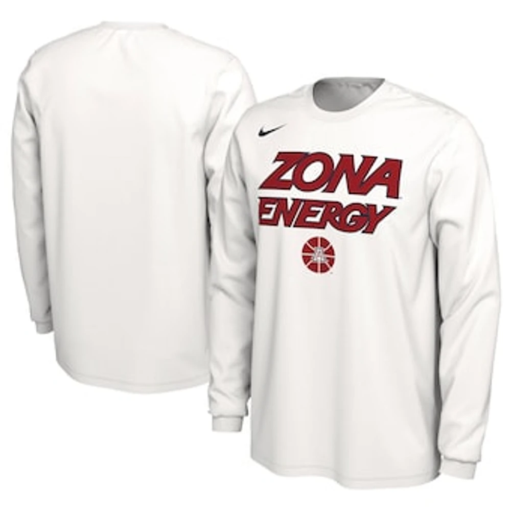 Unisex Nike  White Arizona Wildcats 2024 On-Court Bench Energy Long Sleeve T-Shirt