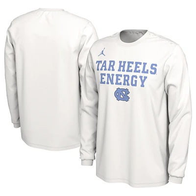 Unisex Jordan Brand  White North Carolina Tar Heels 2024 On-Court Bench Energy Long Sleeve T-Shirt