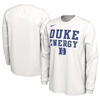 Unisex Nike  White Duke Blue Devils 2024 On-Court Bench Energy Long Sleeve T-Shirt