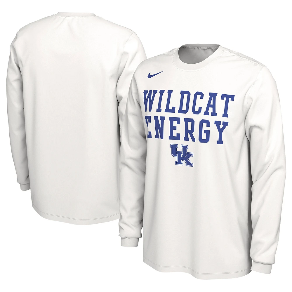 Unisex Nike  White Kentucky Wildcats 2024 On-Court Bench Energy Long Sleeve T-Shirt