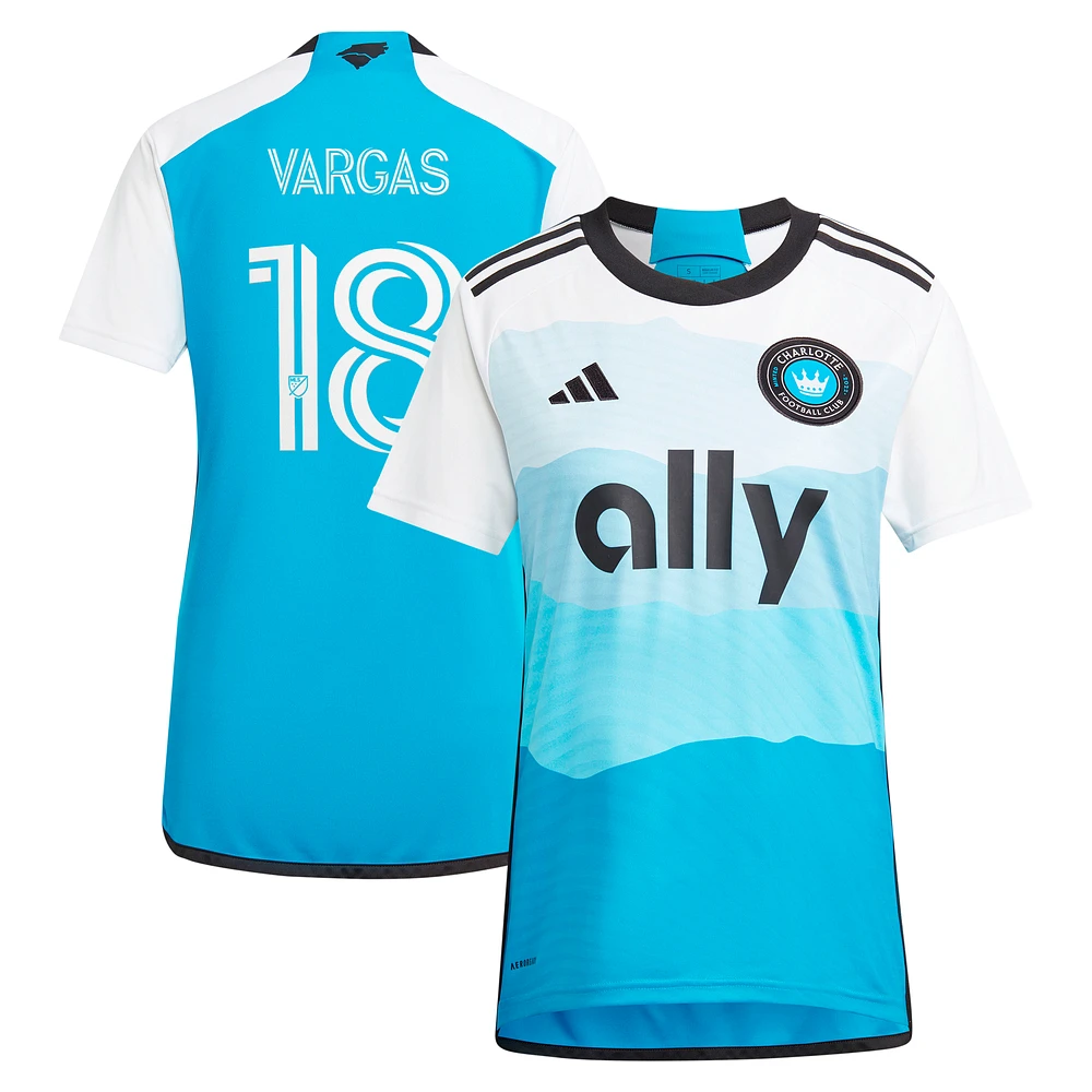 Women's adidas Kerwin Vargas Blue Charlotte FC 2024 The Carolina Kit: Explore Replica Player Jersey