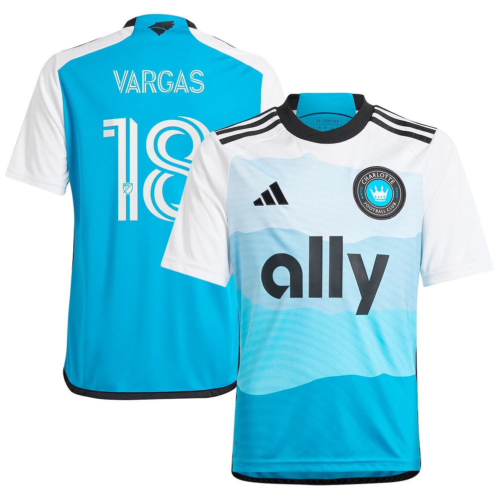 Youth adidas Kerwin Vargas Blue Charlotte FC 2024 The Carolina Kit: Explore Replica Player Jersey